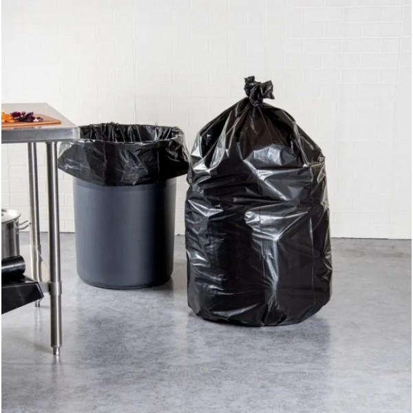 50 Extra Large Trash Can Liners Rubbish Garbage Bags 55 Gallon Heavy Duty,  Black